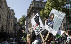 Aa 20220514 27859942 27859936 protest the killing of al jazeera journalist shireen abu akleh in london